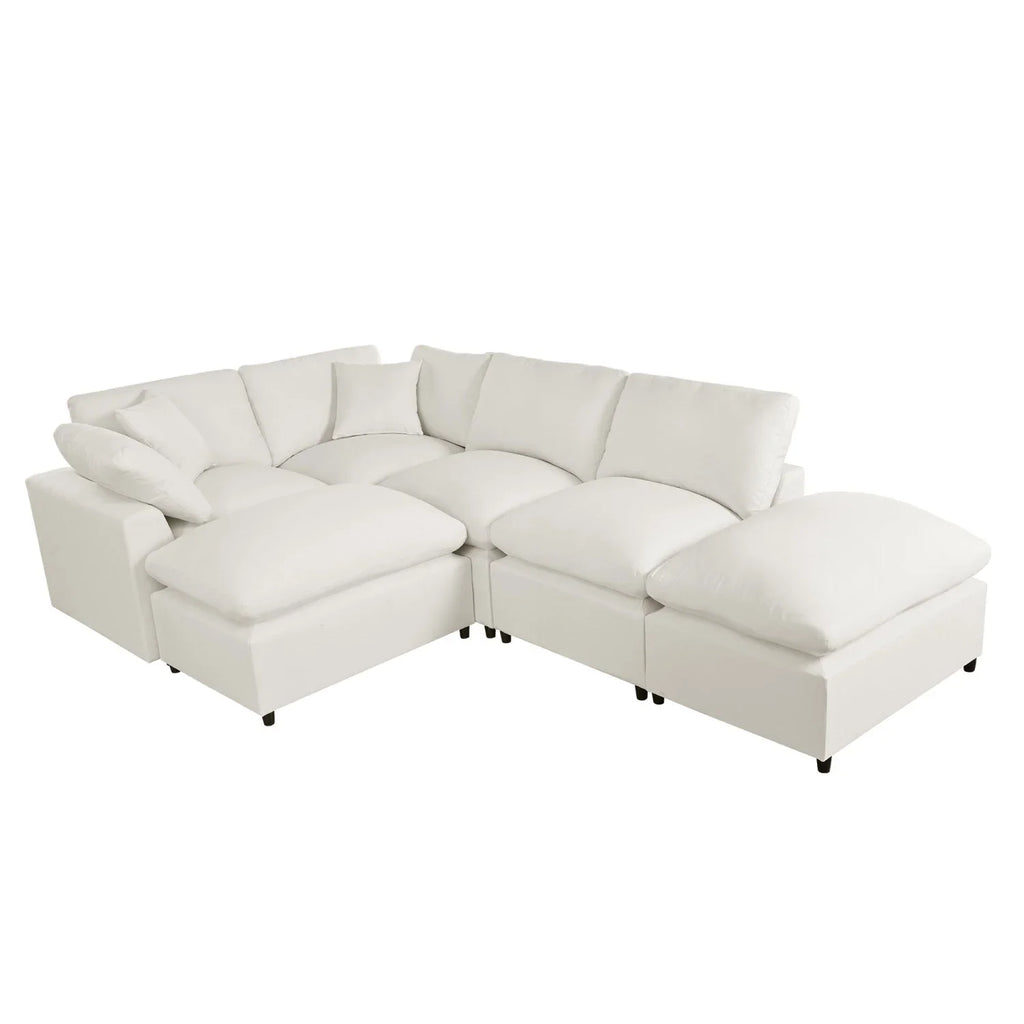 Harper & Bright Designs Convertible Modular Sectional Sofa with 2 Removable Ottomans & Pillows, Large U Shape Cloud Couch with Reversible Chaise for Living Room, Grey