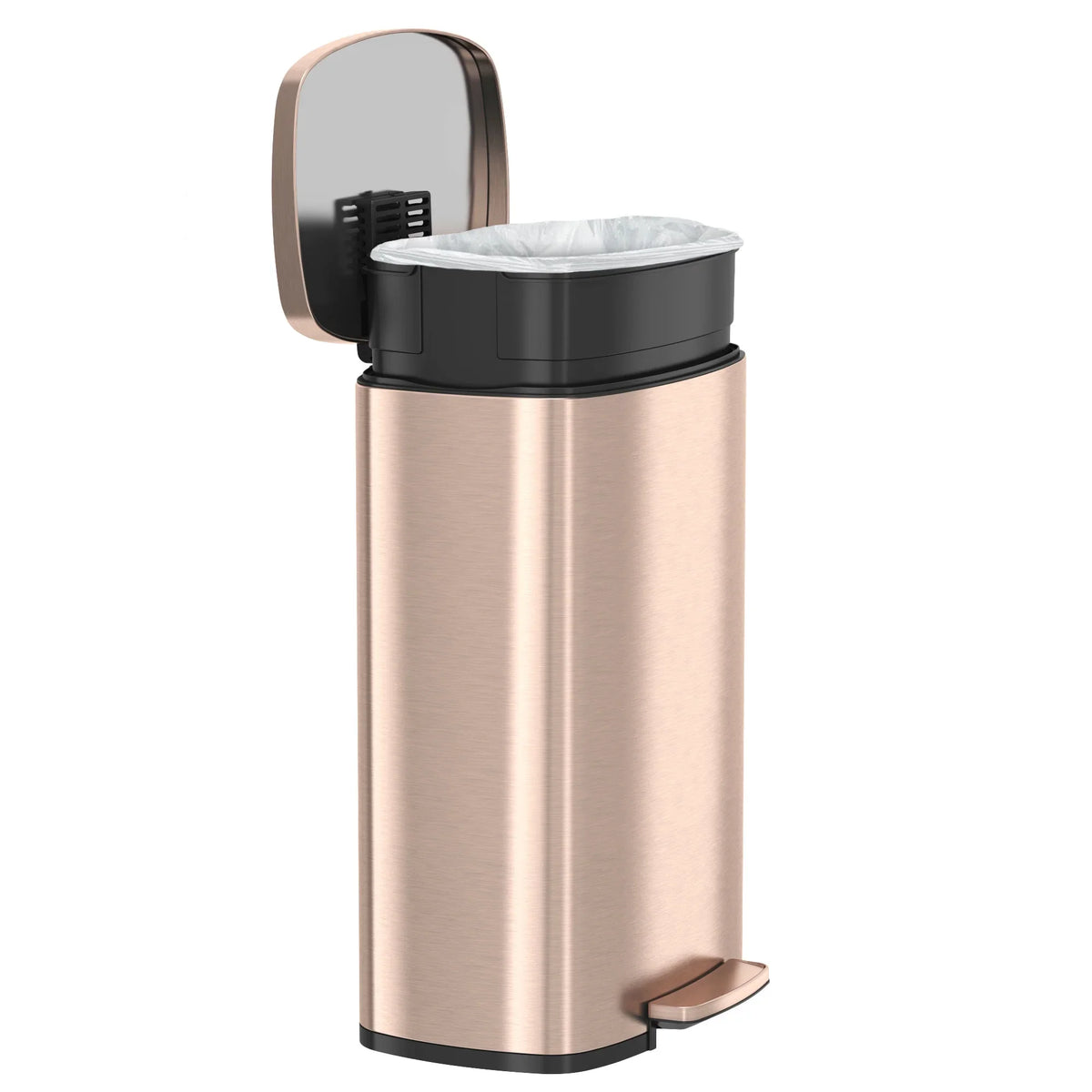 iTouchless SoftStep Stainless Steel Indoor Step Trash Can with Lid 13.2 Gallon Silver (PC13RSS)