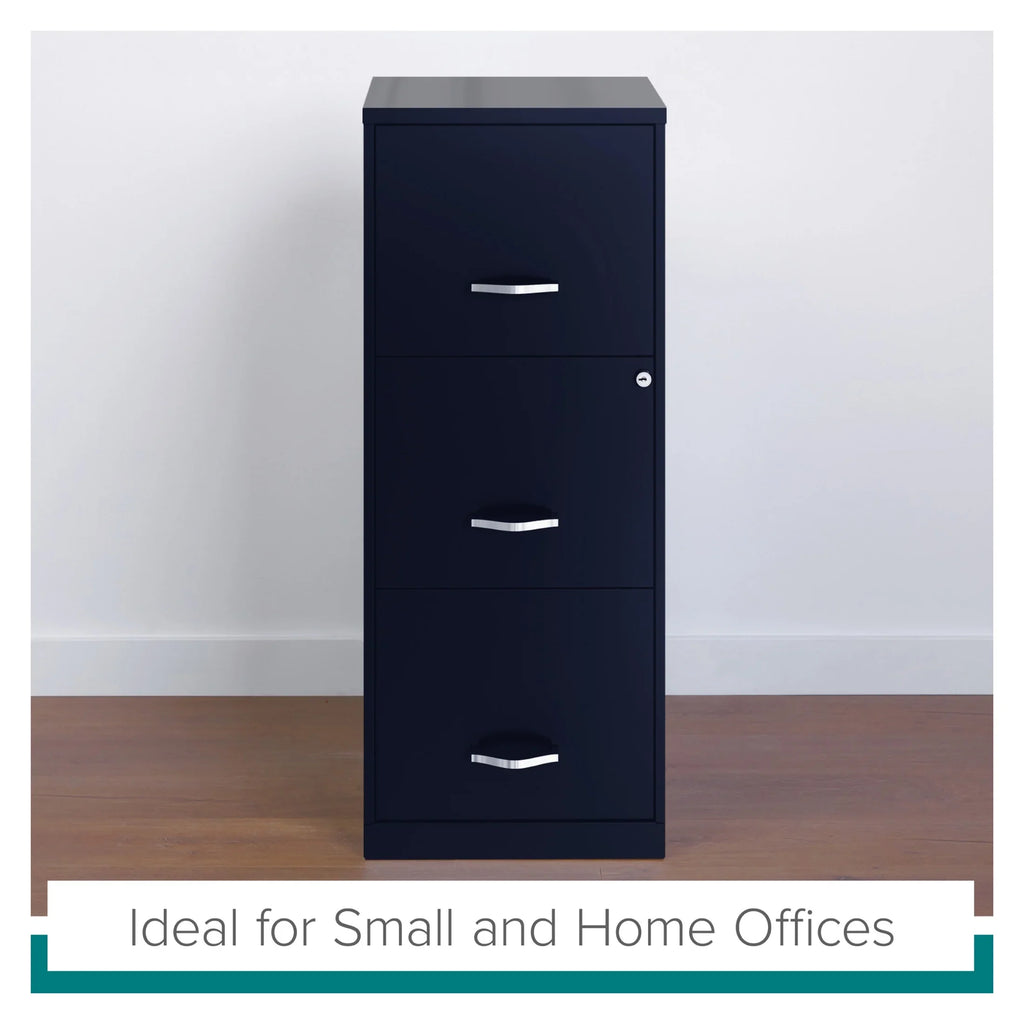 Space Solutions 18" Deep 3 Drawer Smart Letter Width Vertical File Cabinet, Navy