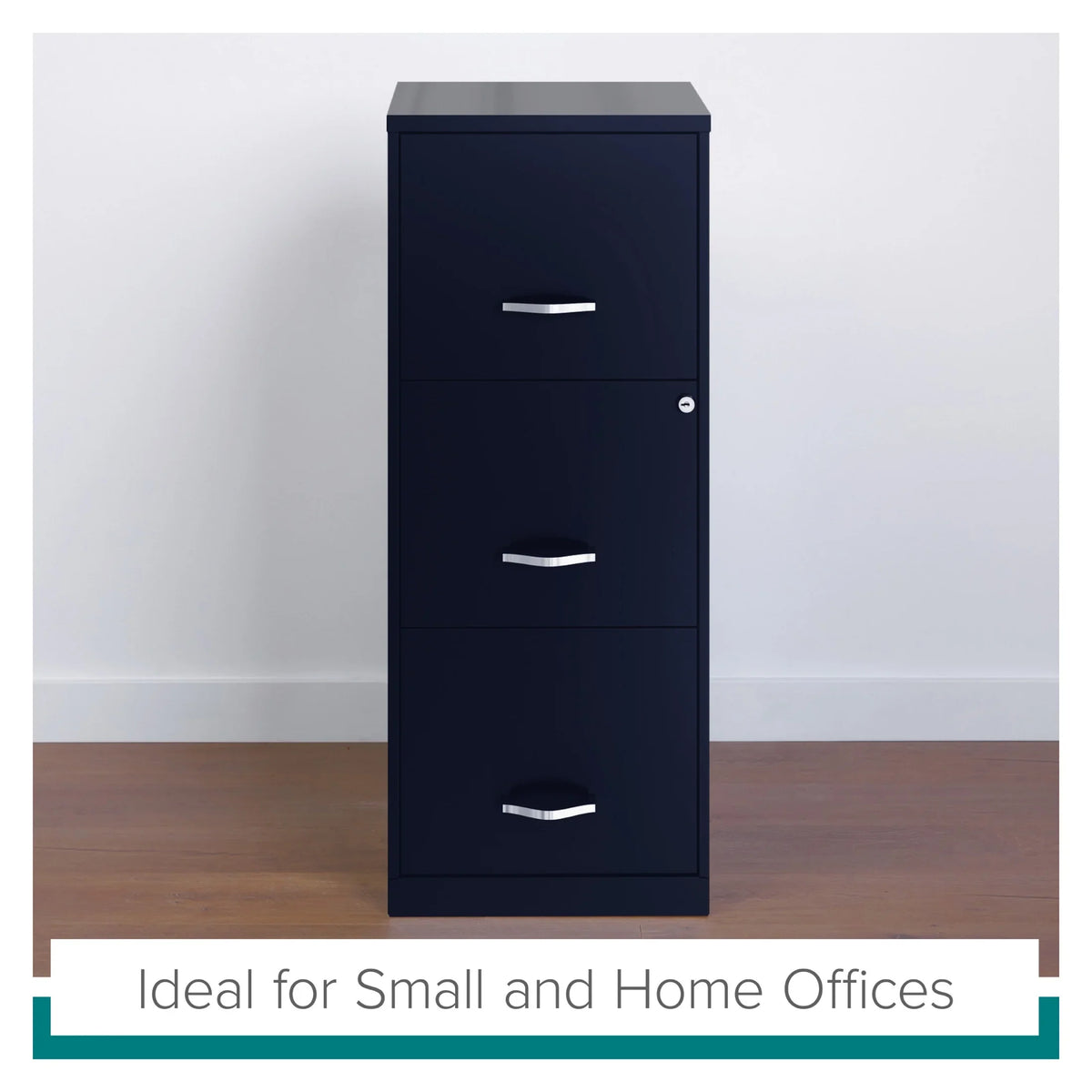 Space Solutions 18" Deep 3 Drawer Smart Letter Width Vertical File Cabinet, Navy