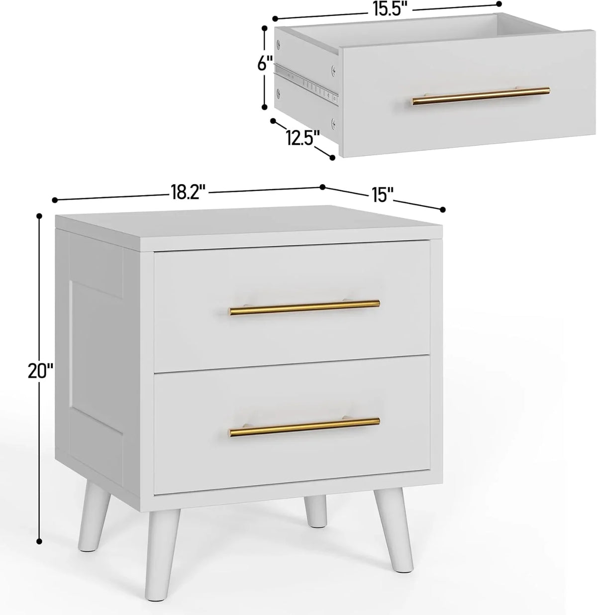 Lofka Queen Bedroom Furniture Set with Wingback Bed Frame, 2-Drawer Nightstand, 5-Drawer Dresser, 6-Drawer Dresser