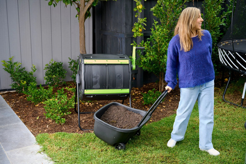 Maze RSI- 48 Gallon Geared Two Compartment Compost Tumbler and Cart