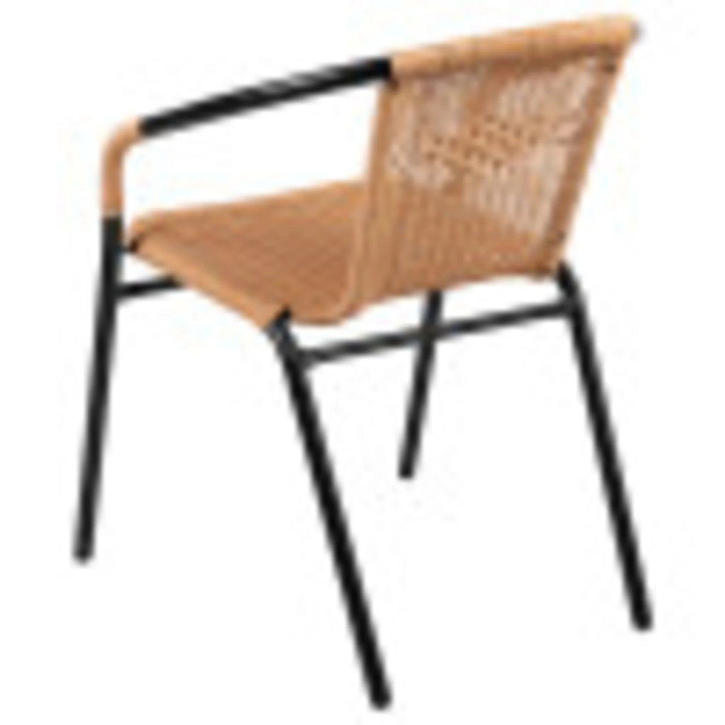 Flash Furniture Lila Indoor/Outdoor Stacking Rattan Patio Chairs, Set of 2, Beige
