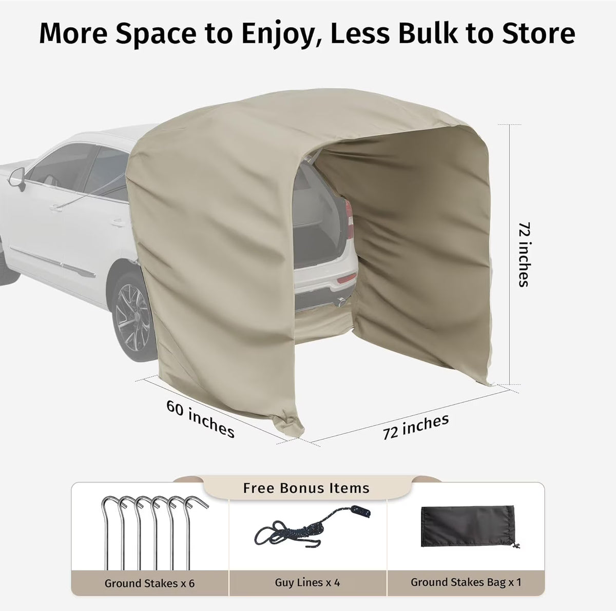 East Oak SUV Tailgate Tent Extension | 6x6 FT Windproof & Waterproof Canopy for Camping, Car, and Outdoor Adventures