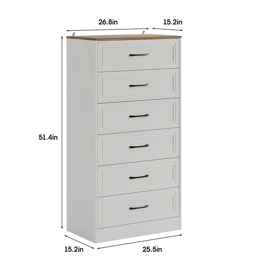 Vabches Farmhouse 5 Drawer Dresser with Metal Handle, Tall Wood Chest of Drawers for Living Room Bedroom,Dark Brown