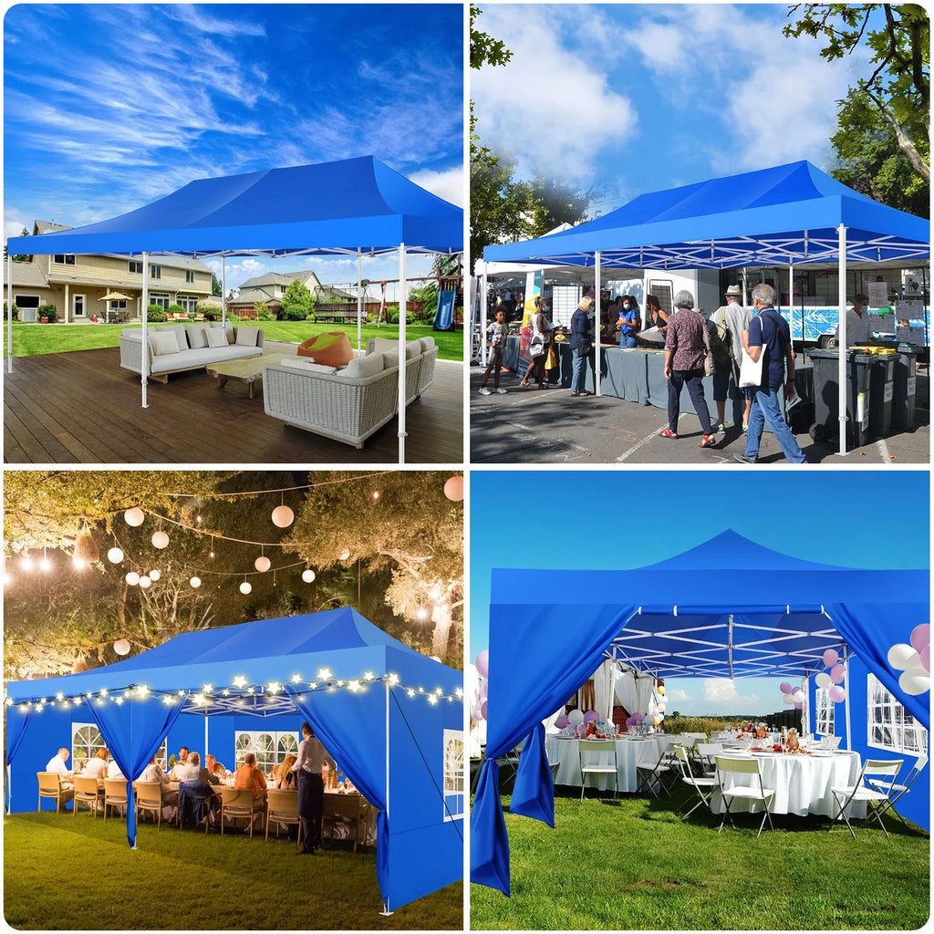 HOTEEL 10x20 Pop up Canopy with 6 Sidewalls Commercial Heavy Duty Canopy UPF 50+ All Weather Waterproof Outdoor Wedding Party Tents Gazebo with Roller Bag, Khaki