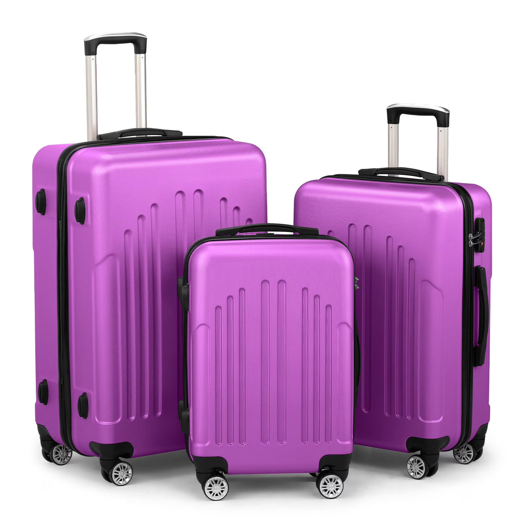 Red 3-Piece Hardshell Spinner Luggage Set (20in, 24in, 28in) - Large ABS Suitcase Set with 8 Wheels, Lightweight & Durable for Travel