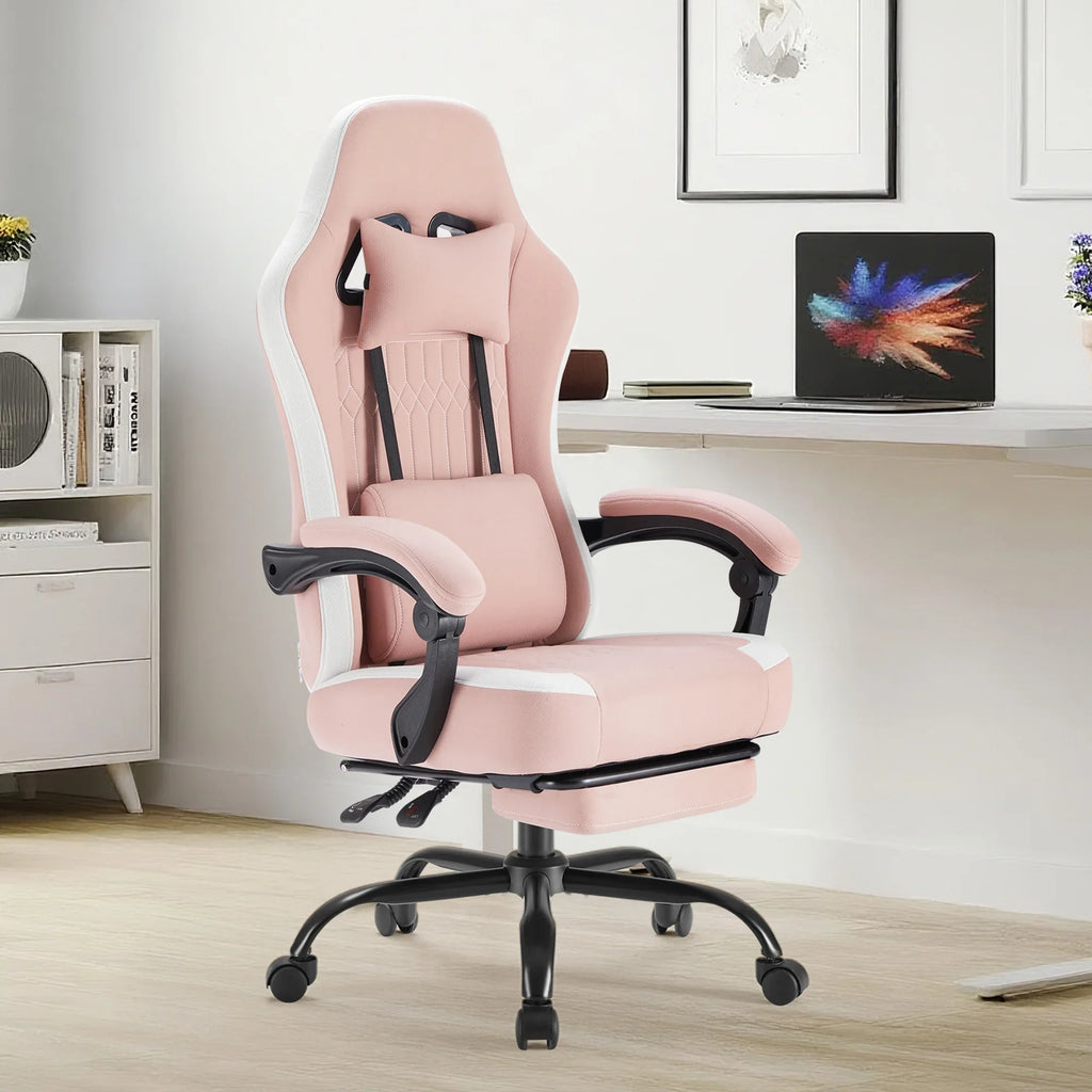 MCQ Ergonomic Swivel Gaming Chair with Headrest Lumbar Support for Home Office, Black and Grey