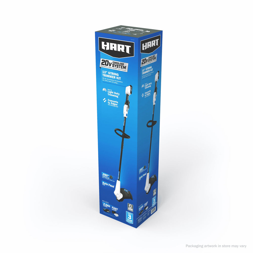 HART 20V Cordless 13" String Trimmer Kit, (1) 2.0 Ah Lithium-Ion Battery