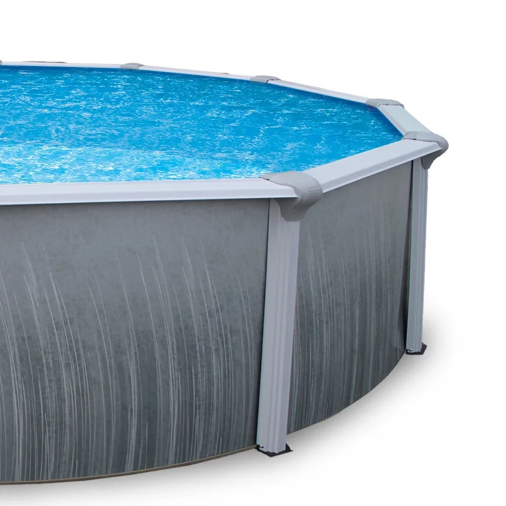 Blue Wave Martinique 12-ft x 24-ft Oval 52-in Deep 7-in Top Rail Metal Wall Swimming Pool Package