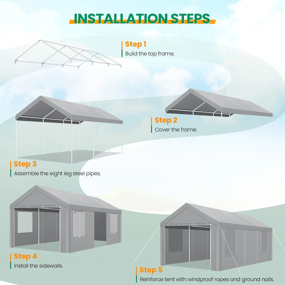 SANOPY 20x40ft Heavy Duty Party Tent, Outdoor Commercial Canopy with Removable Sidewalls, Gazebo Shelter for Wedding, Outdoor Carport Party Tent for Event, White