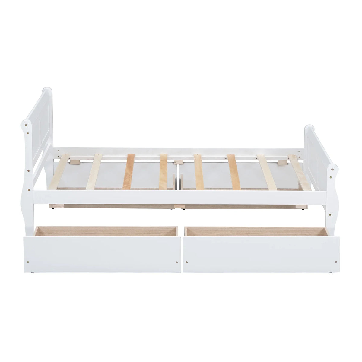 Full Size Wood Platform Bed with 4 Drawers,Storage Bed Frame with Streamlined Headboard and Footboard for Kids, Teens, Boys, Girls,Wooden Slats Support, No Box Spring Needed,Oak