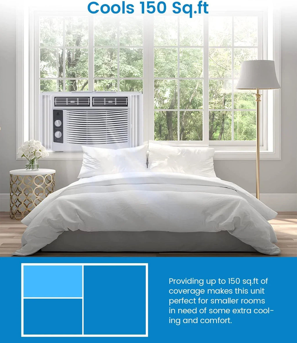 Lumiparty 6,000 BTU Window Air Conditioner, Cools 250 Sq.ft., Window AC Unit with Remote Control, Sleep Mode, Bedroom, Room, Office, White