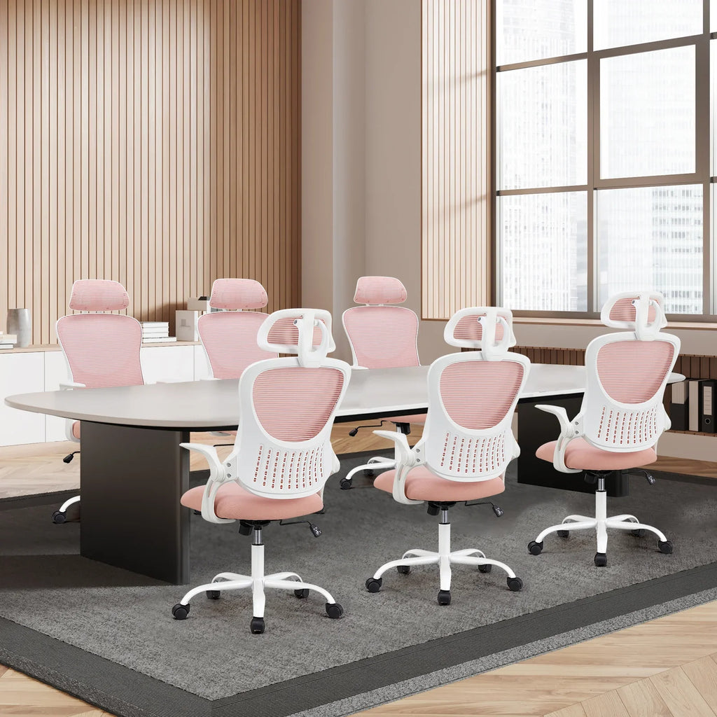 Dovelina Ergonomic Office Chair with Headrest, Adjustable Task Chair with Flip-Up Armrests