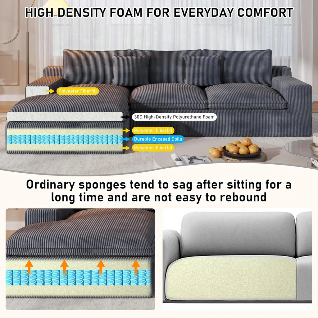 108" Modular Sectional Sofa, Cloud Sectional Couch with Deep Seat, Modern Modular L-Shape Sofa Couch with Chaise,Upholstered Couches for Living Room Bedroom
