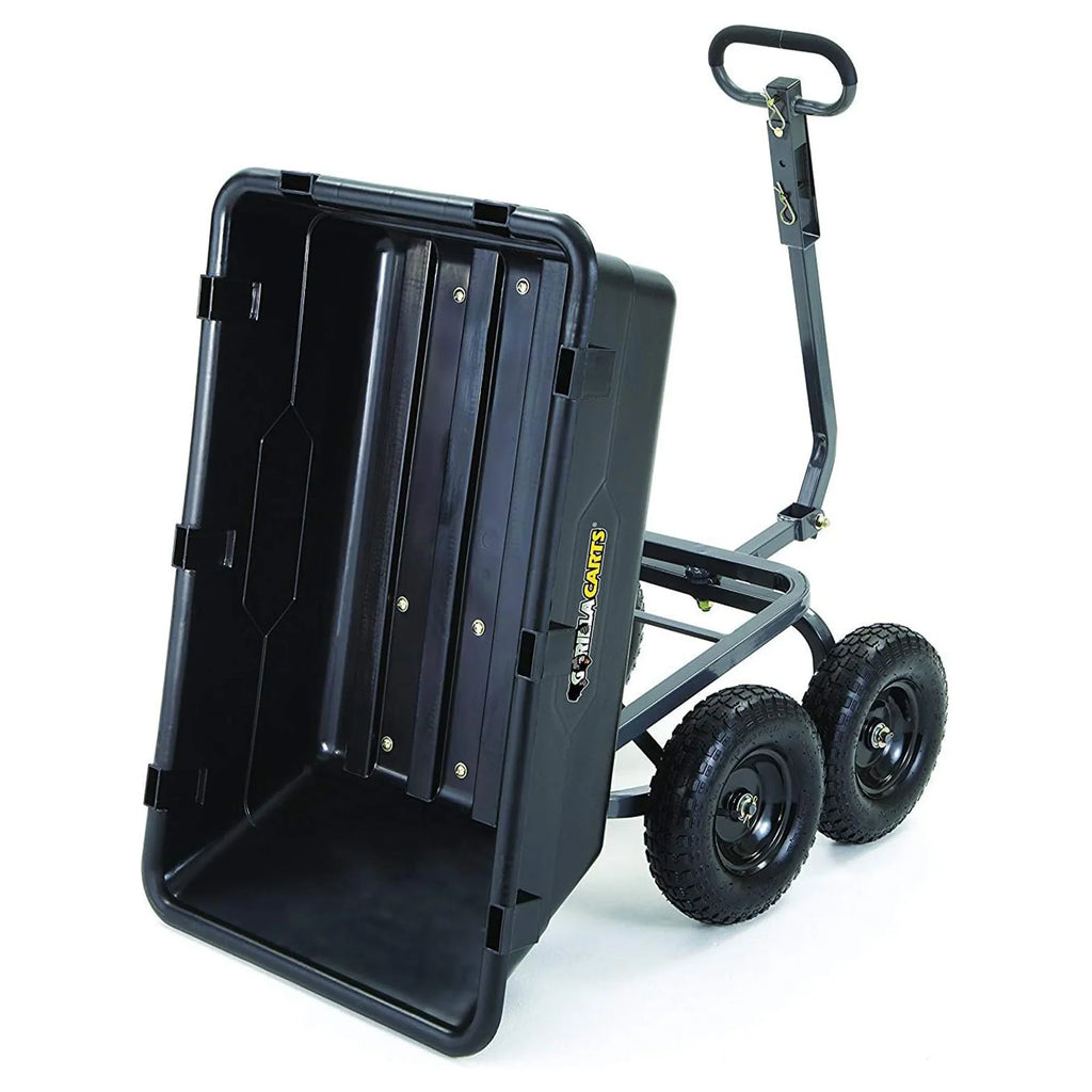 Gorilla Carts 6 cu ft Heavy Duty Poly Dump Cart with Steel Frame, Black