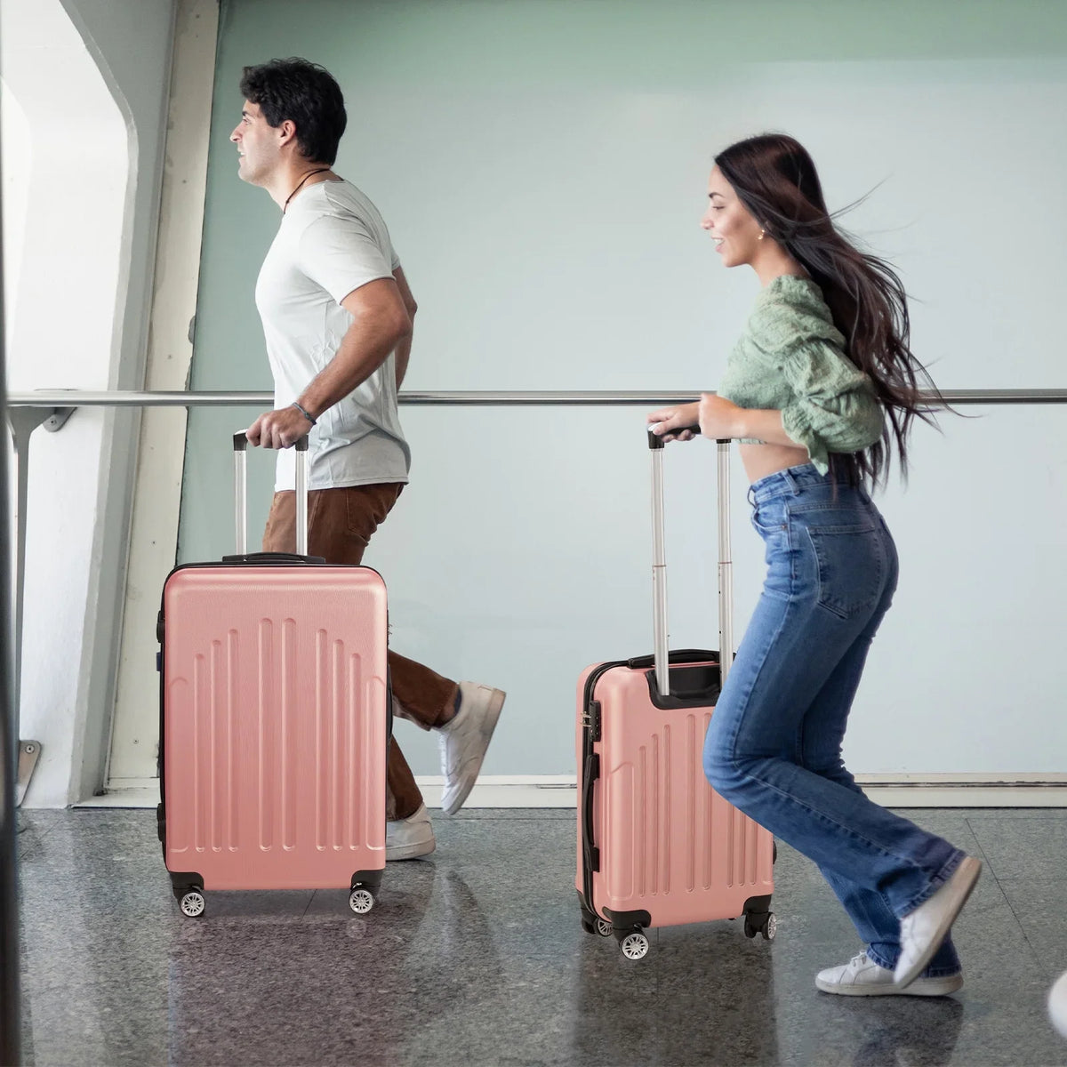 Red 3-Piece Hardshell Spinner Luggage Set (20in, 24in, 28in) - Large ABS Suitcase Set with 8 Wheels, Lightweight & Durable for Travel