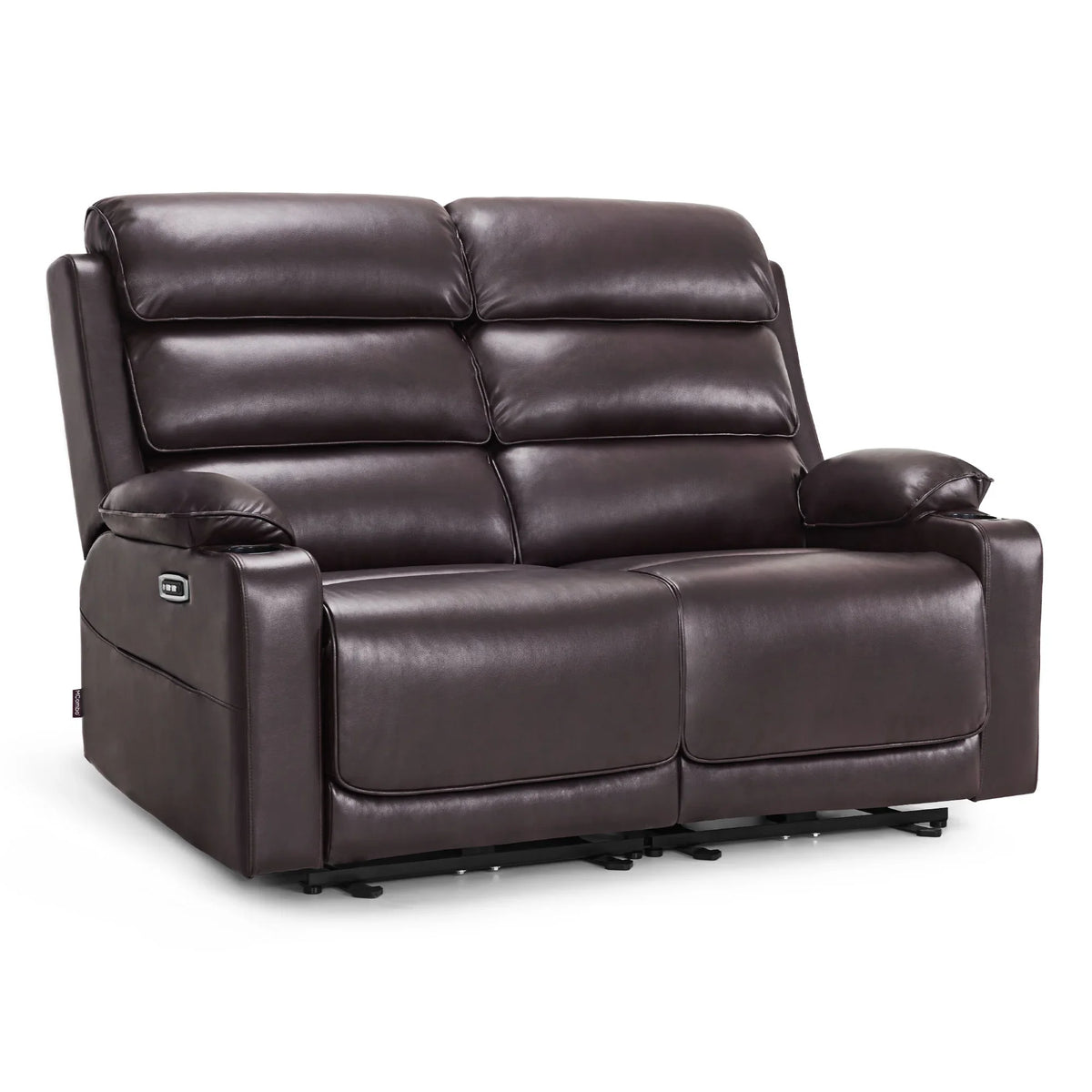 MCombo 63.4" Power Loveseat Recliner Sofa with Adjustable Headrest, Heat and Massage for Living Room, Faux Leather(Light Grey)