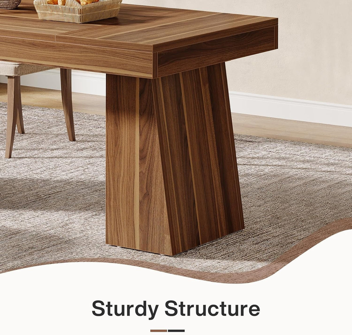 Rectangular 55" Dining Table for 4-6, Mid-Century Modern Kitchen Dining Table, Yellow