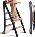 Folding Wooden Kitchen Standing Stool for Toddlers �C Safe & Compact Learning Step Stool, Ages 18 Months+
