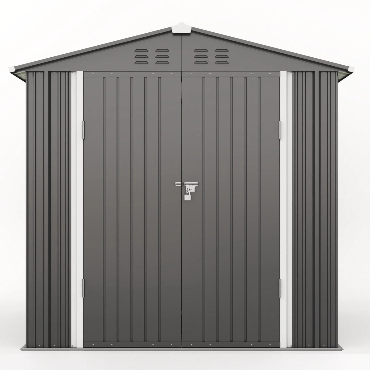 6x4FT Metal Outdoor Storage Shed, Garden Tool Shed with Lockable Doors & Slooping Roof for Backyard,Patio,Dark Grey