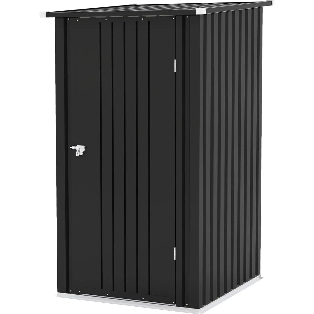 Patiowell 3"3FT Metal Outdoor Storage Shed with Sloping Roof and Single Lockable Door, Black