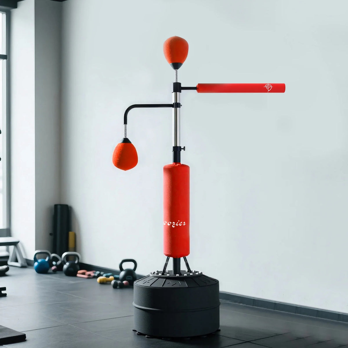 Soozier 4-in-1 Boxing Punching Bag Stand with 2 Speedballs, 360° Relax Bar, & PU-Wrapped Bag & Adjustable Height, Black