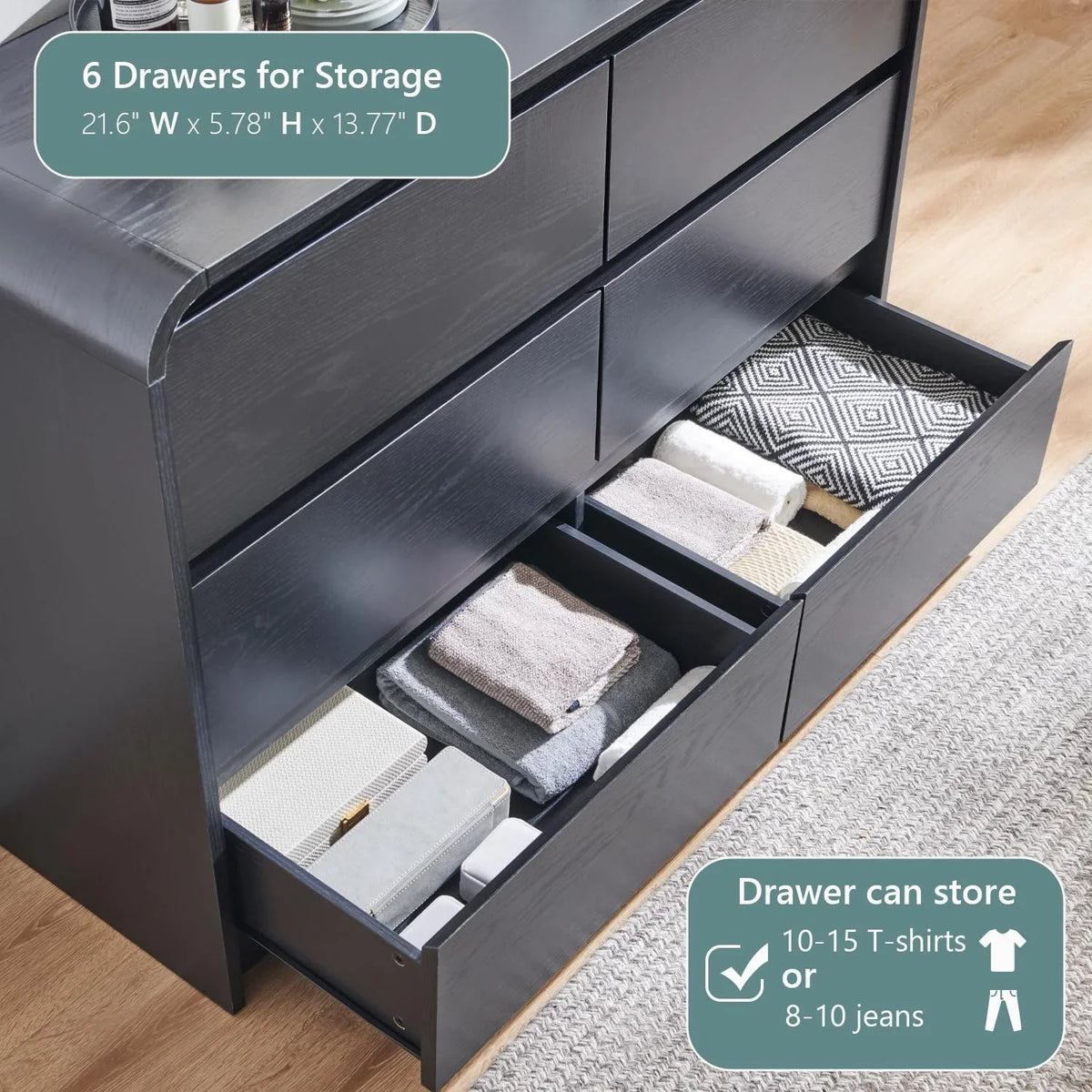 MIHOVER Modern 5 Drawer Vertical Dresser - 45'' Wood Storage Cabinet with Assembly, Chest of Drawers for Bedroom & Living Room