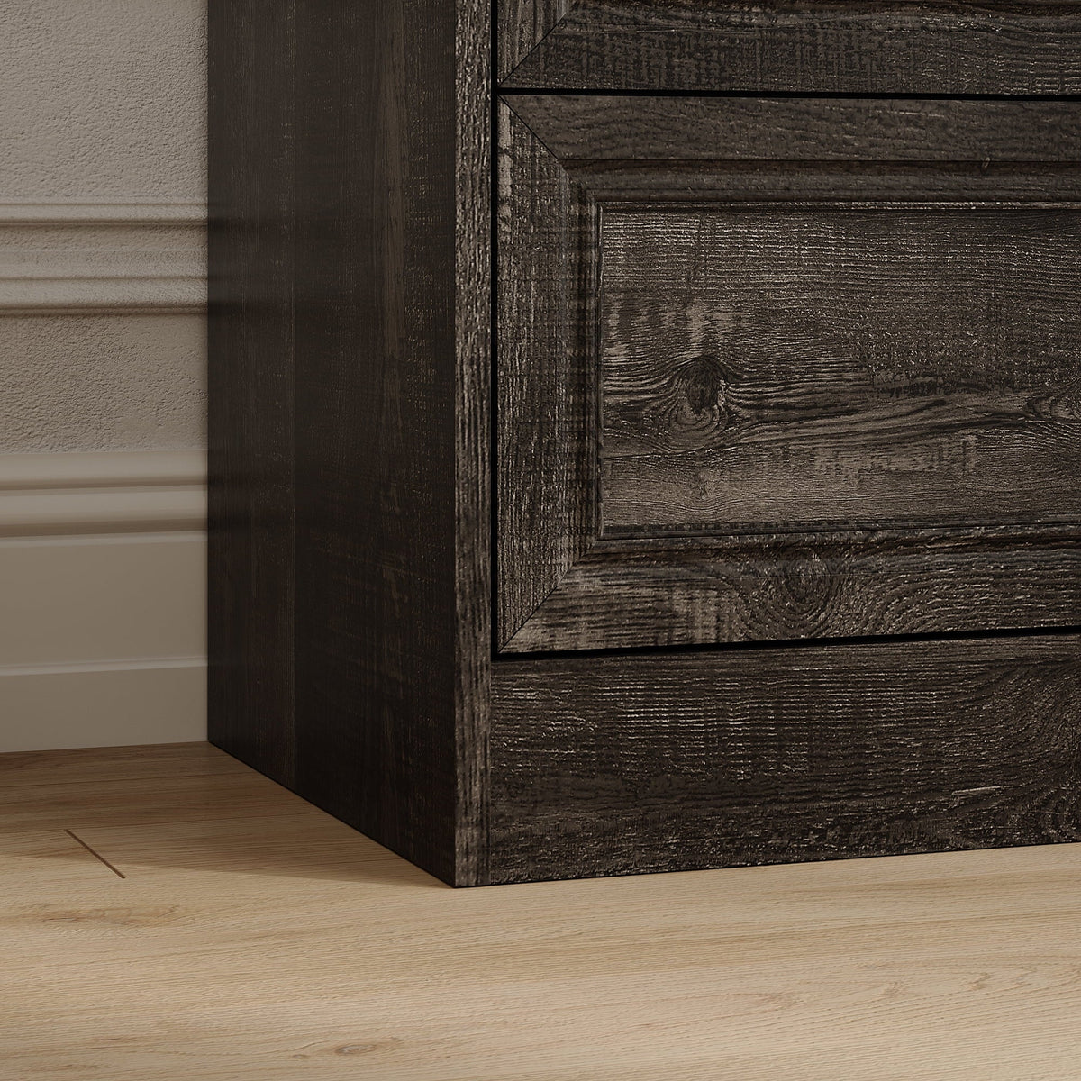 Vabches Farmhouse 5 Drawer Dresser with Metal Handle, Tall Wood Chest of Drawers for Living Room Bedroom,Dark Brown