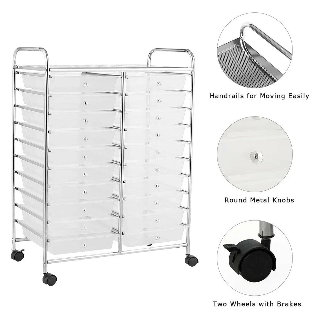 Gymax Office Rolling Cart 20 Storage Drawers Scrapbook Paper Studio Organizer Mutlicolor