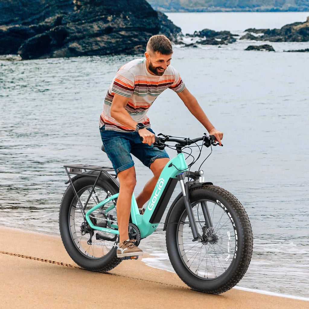 Gocio Electric Bike for Adults, 26" Fat Tire E-Mountain Bike, 1350W Peak Motor 48V 15Ah Battery, 22MPH 7-Speed Ebike for off Road, UL 2849