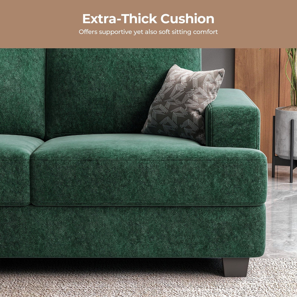 BLAZANT 3 Seater Sofa Oversize, 89" Extra Large Size Sofa Couch with Extra Deep Seats, Modern Loveseat Sofa, Comfortable Fabric, Easy to Install, for Living Room Apartment Lounge, Brown
