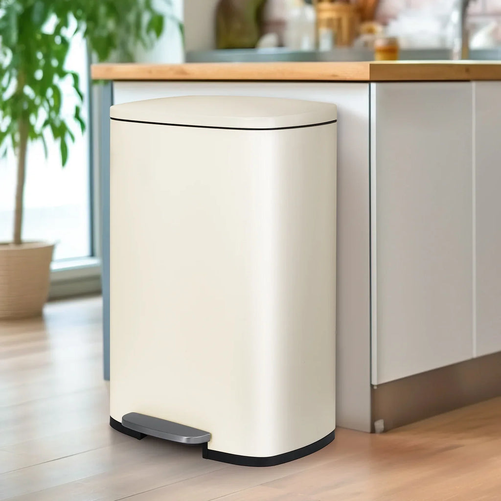 Arlopu Step Trash Can Combo Set, 13.2 Gallon & 1.3 Gallon, Stainless Steel Garbage Bin with Foot Pedal for Kitchen, Home, Office, Soft-Close Lid