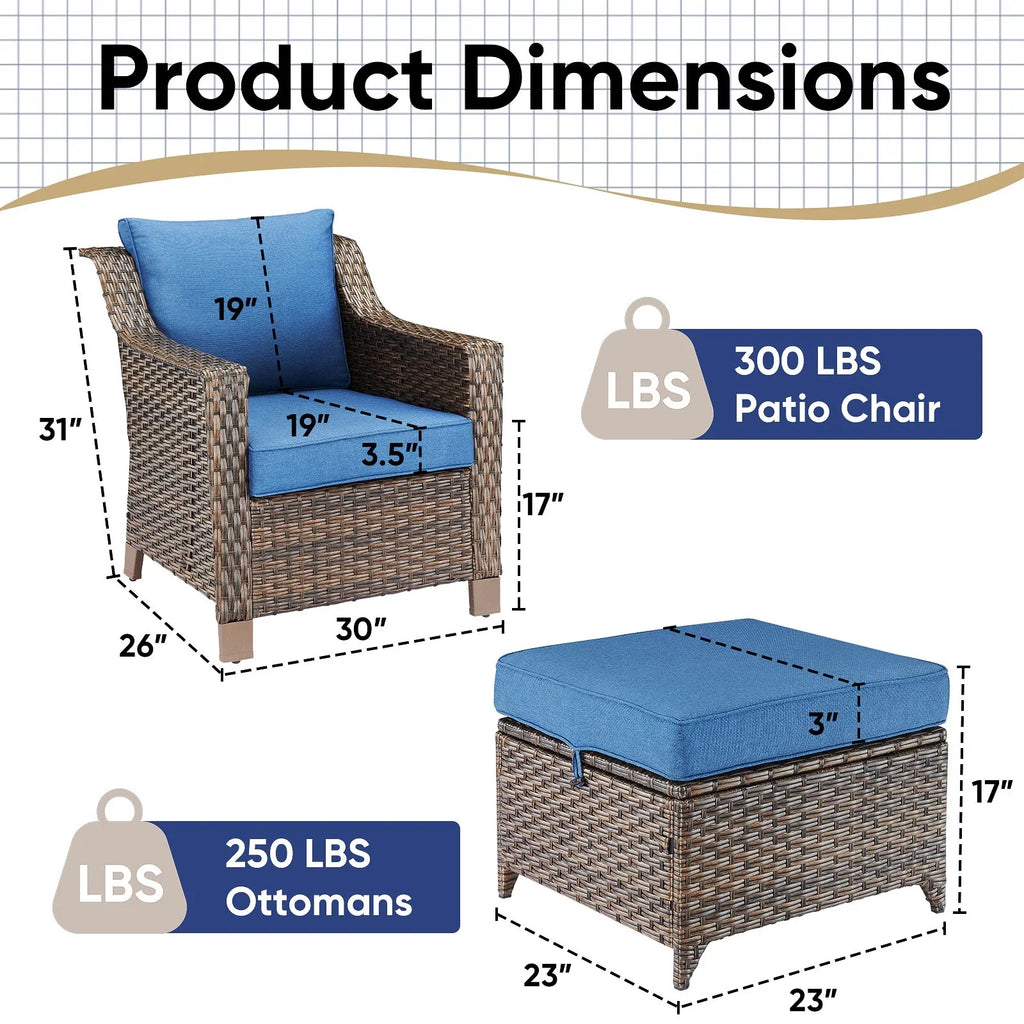 Bellefurn Outdoor Wicker Patio Chairs Set of 2 with Side Table,All-Weather Wicker Rattan Chairs Patio Furniture Chairs for Porch Balcony Backyard Yard Deck