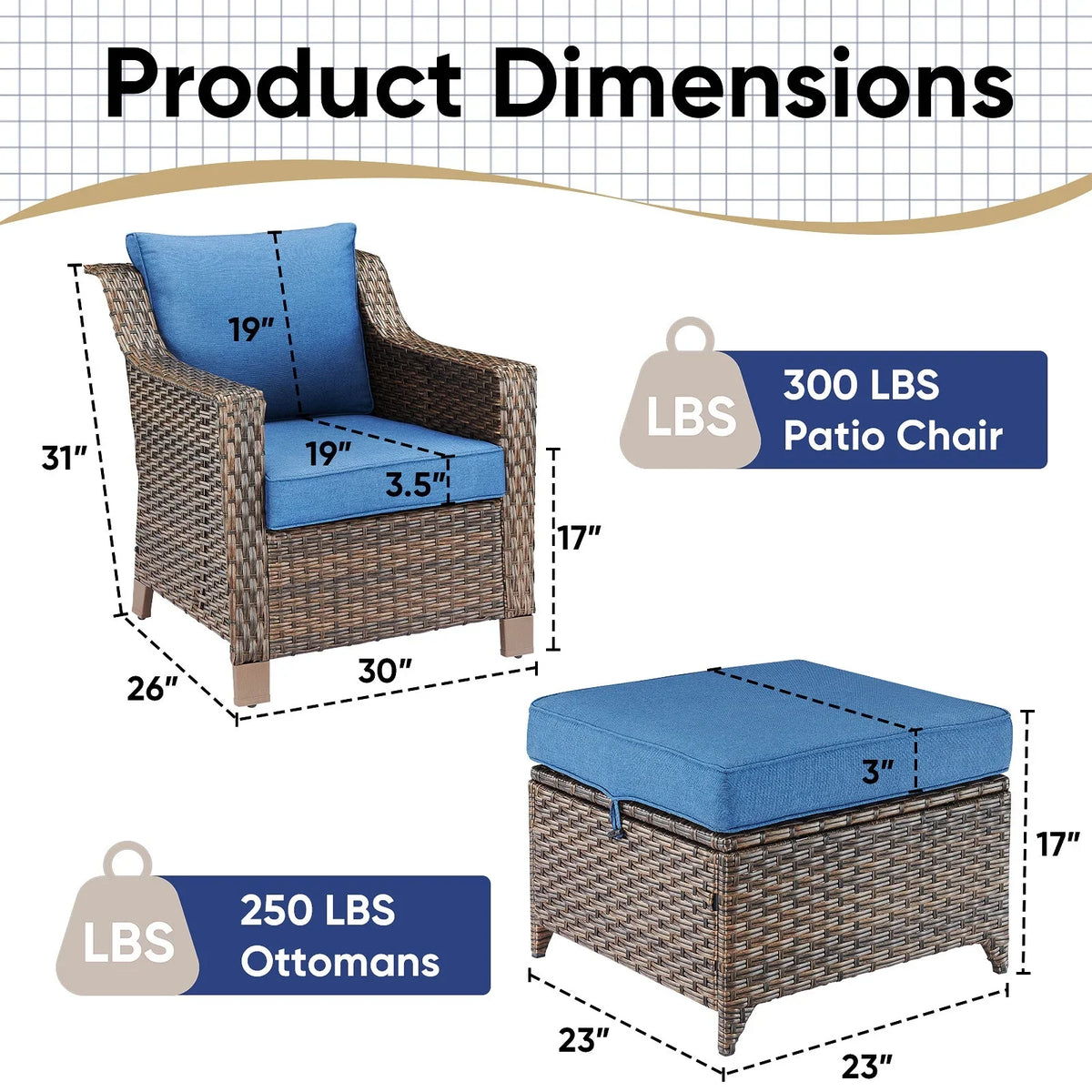 Bellefurn Outdoor Wicker Patio Chairs Set of 2 with Side Table,All-Weather Wicker Rattan Chairs Patio Furniture Chairs for Porch Balcony Backyard Yard Deck