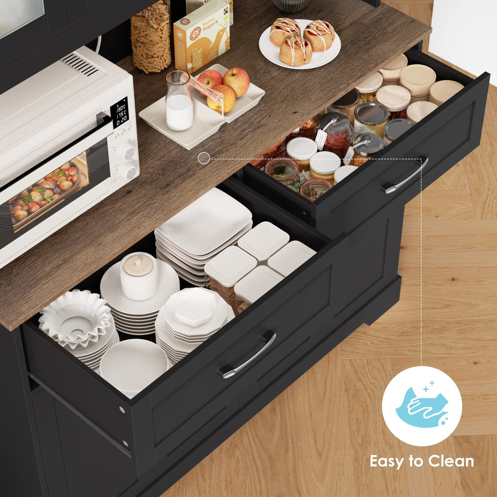 Homfa 71'' Tall 2 Drawer Kitchen Pantry Buffet Hutch, 4 Door Freestanding Cupboard Storage Cabinet, White