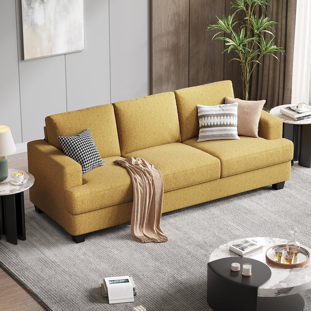 BLAZANT 3 Seater Sofa Oversize, 89" Extra Large Size Sofa Couch with Extra Deep Seats, Modern Loveseat Sofa, Comfortable Fabric, Easy to Install, for Living Room Apartment Lounge, Brown