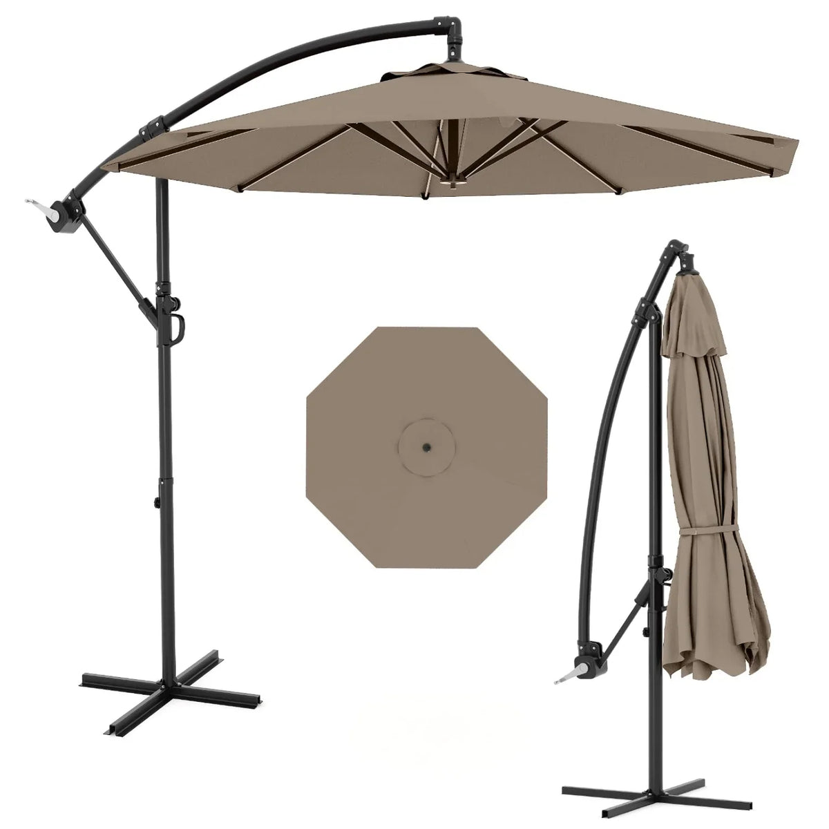 Emorefun Cantilever Umbrella, 10ft Heavy Duty Patio Umbrella with Easy Lift & Tilt Adjustment, Large Outdoor Umbrella for Deck Pool Garden Backyard, Navy Blue