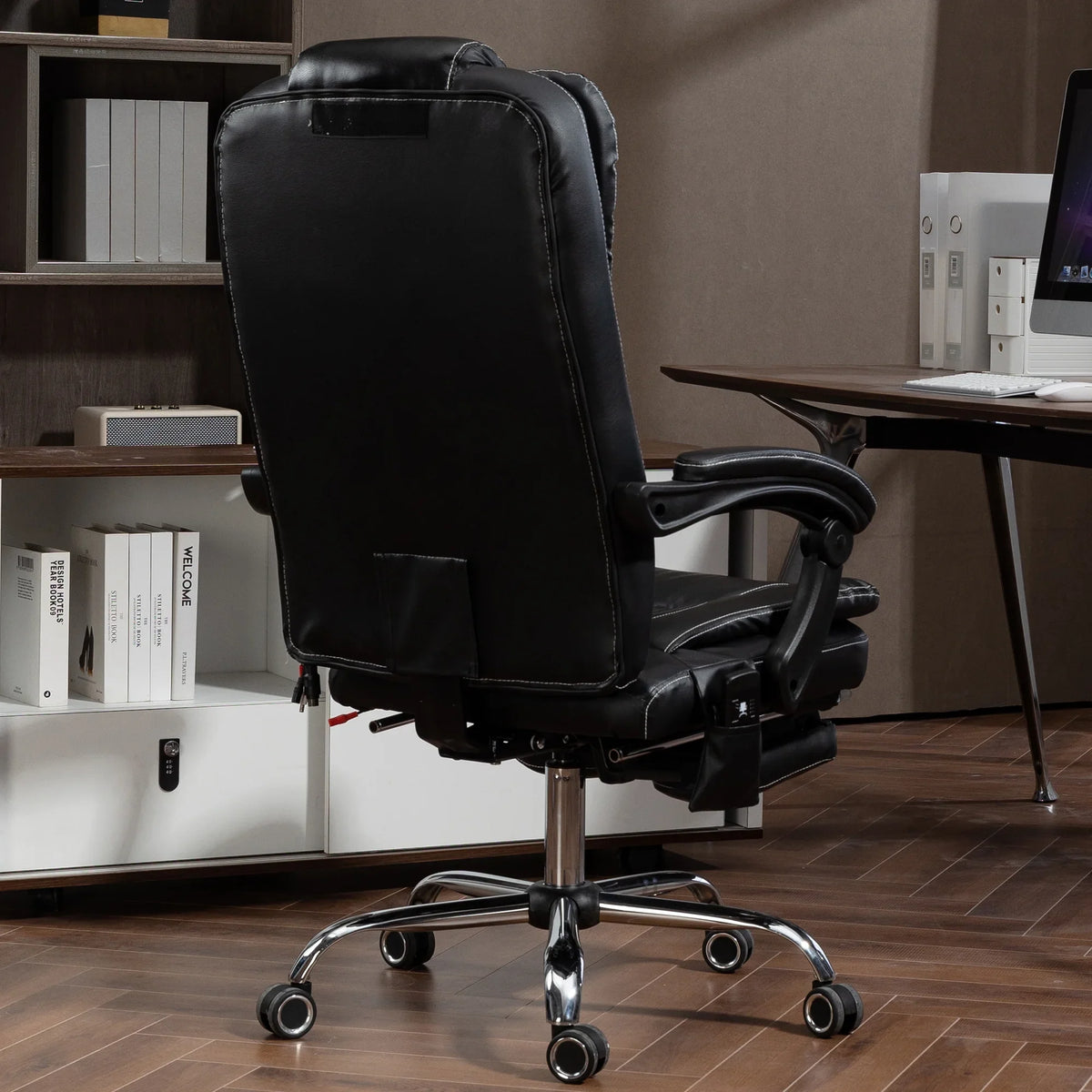 Kneading Massage Executive Office Chair With 40"-50" Heating, 160" Reclining Office Chair With Footrest, Ergonomic Chair With Backrest And 4 Mode Messgage Office Chair