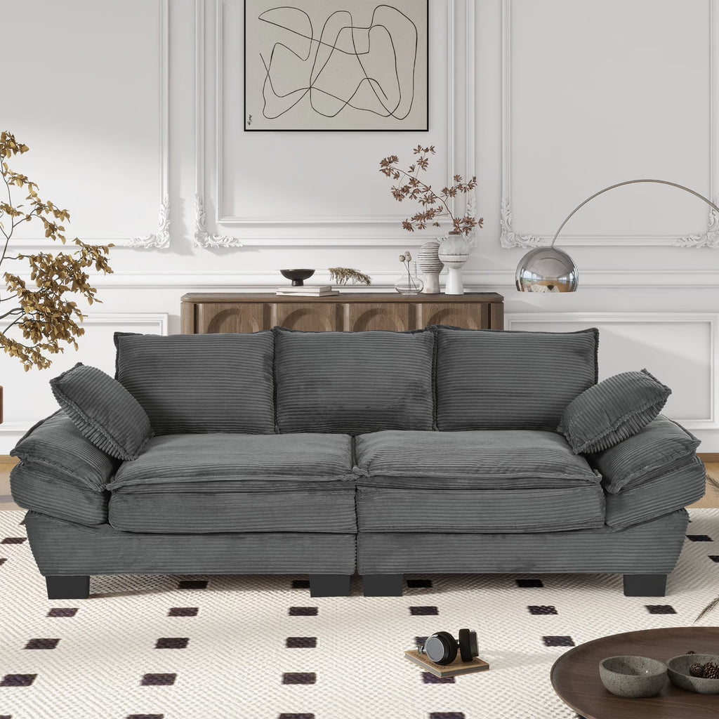 NYBOPAVIS 85.4" Corduroy Sofa, Oversized Loveseat Sofa Couch for Living Room Green
