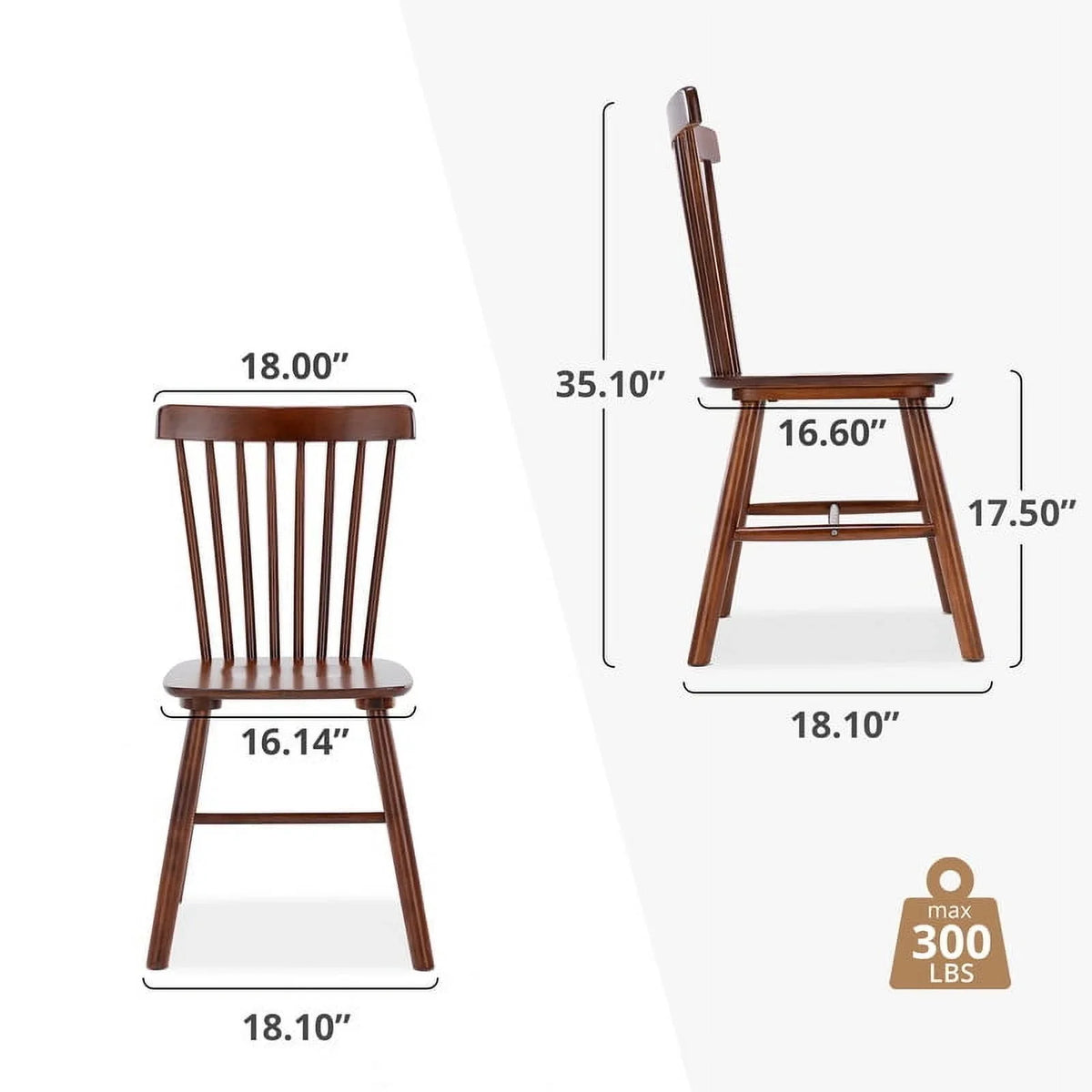 Dycanpo Dining Chairs Set of 4, Black Kitchen/Dining Room Wooden Chairs with Mid Century Modern,18''