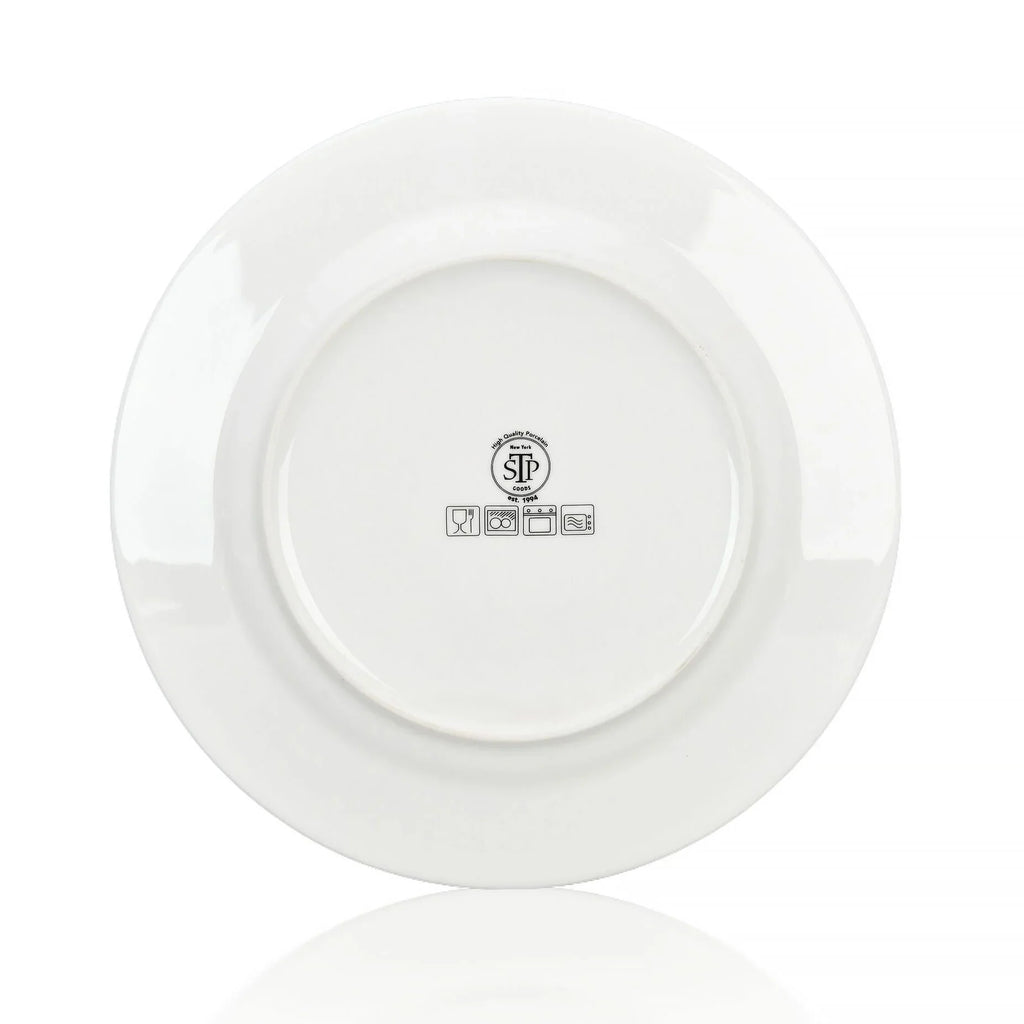 STP GOODS Melodie de Fleurs Bone China Dinnerware Set of 24 Service for 6 24-Piece Dish Set of Plates and Bowls, Blue Gold White