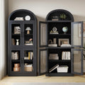 AOILE 72" Tall Arched Farmhouse Bookcase with Doors, Wooden Display Cabinet with Storage Shelves