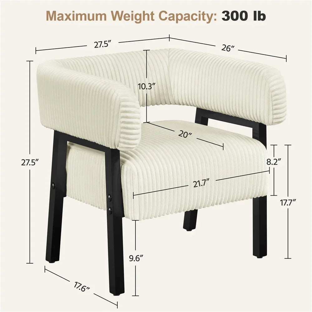 Yaheetech Upholstered Barrel Accent Chairs with Solid Wood Legs, Set of 2, Beige