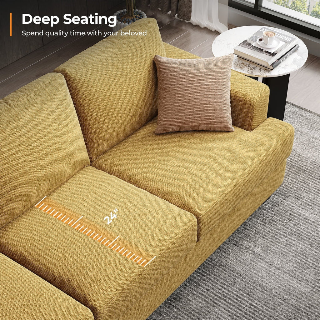 BLAZANT 3 Seater Sofa Oversize, 89" Extra Large Size Sofa Couch with Extra Deep Seats, Modern Loveseat Sofa, Comfortable Fabric, Easy to Install, for Living Room Apartment Lounge, Brown