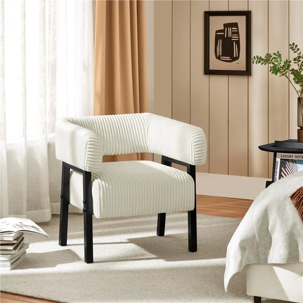 Yaheetech Upholstered Barrel Accent Chairs with Solid Wood Legs, Set of 2, Beige