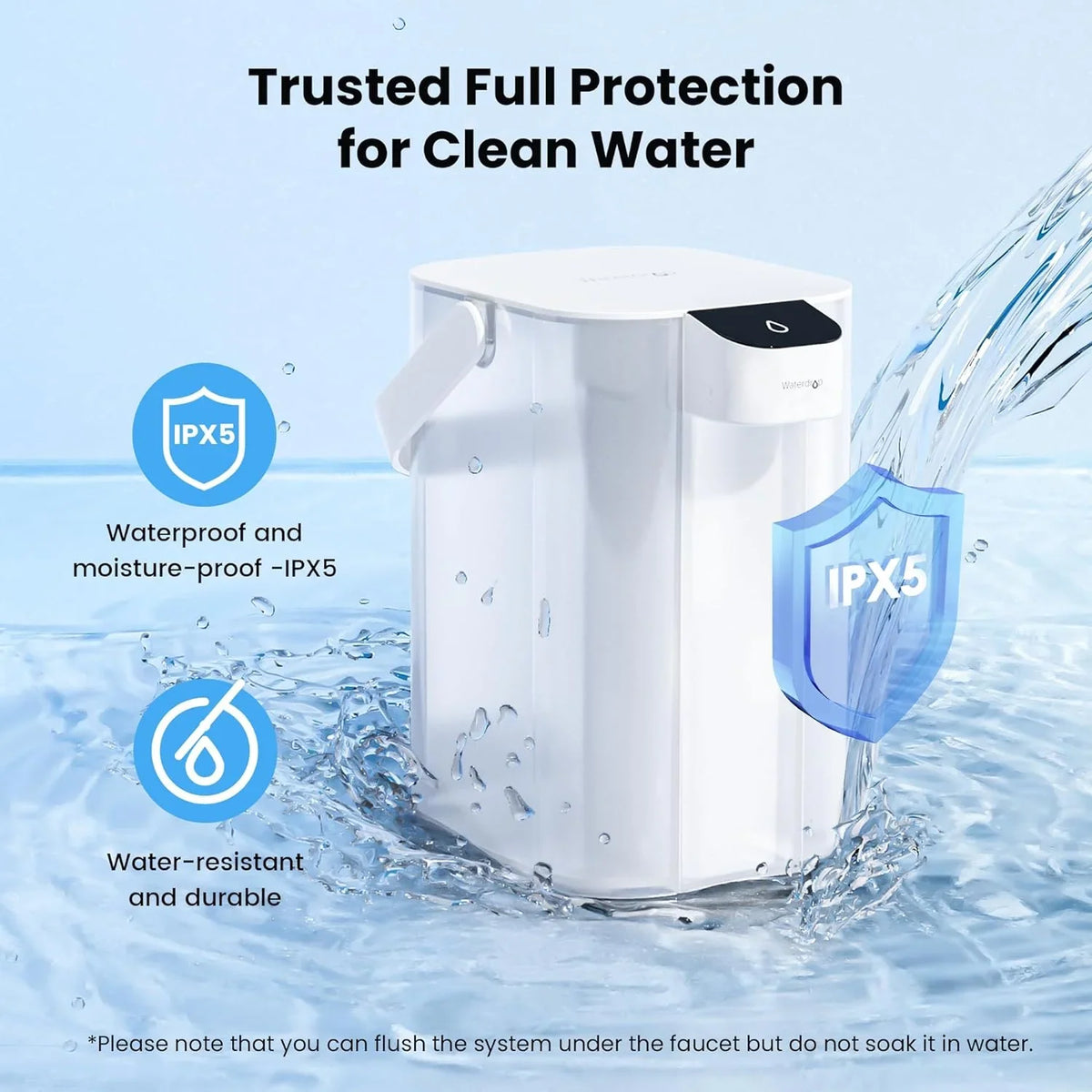 Waterdrop Electric Water Filter Pitcher, Dispenser, 200-Gallon Water Purifier, NSF/ANSI 401&53&42&372, Reduce PFAS, Lead, Chlorine, 15-Cup, White, with 2 Filter