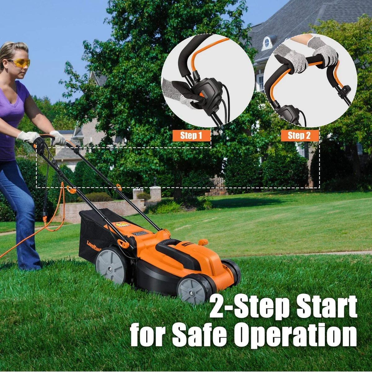LawnMaster 16-Inch Corded Electric Lawn Mower, 12AMP, Folded, MEB1216K