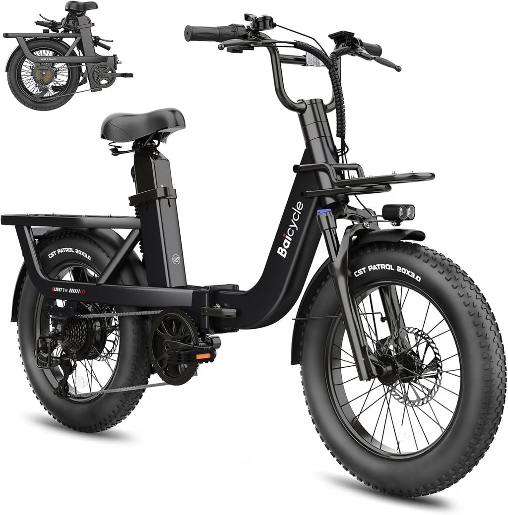 Electric Bike for Adults with 1500W Peak Motor,80Miles Max Range,7 Speed Gear,750WH Detachable Battery,Folding Ebike with 20'' Fat Tire"Full Suspension UL Certificated Bicycle