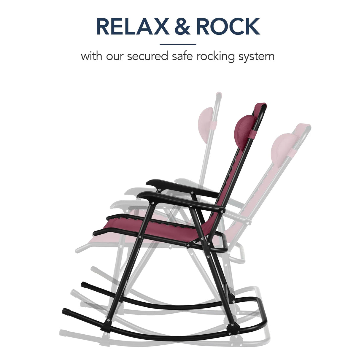Best Choice Products Folding Outdoor Zero Gravity Rocking Lounge Chair w/ Headrest Pillow - Black